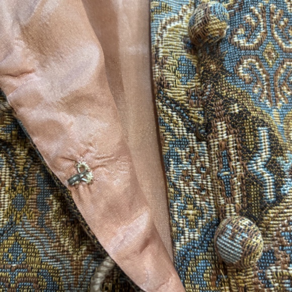 Vintage 80s Vest Unisex Size S/M Unique Jacquard Tan Blue Kerstin Adolphson - Picture 5 of 5